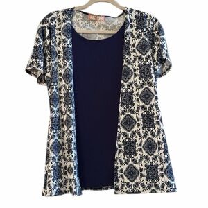 C’est La Vie Woman’s Blouse - Size XL - Worn 1 Time - Poly/Spandex Navy PTP 20”